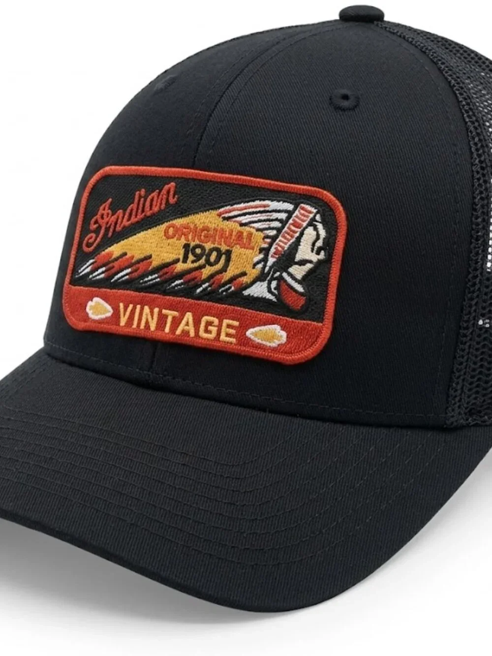 Retro Indian Motorcycle Trucker Hat Vintage Biker Patch Richardson 112 Cap 80s